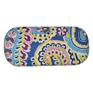 Vera Bradley Capri Blue Quilted Hard Shell Eyeglass Case, Retired Pattern